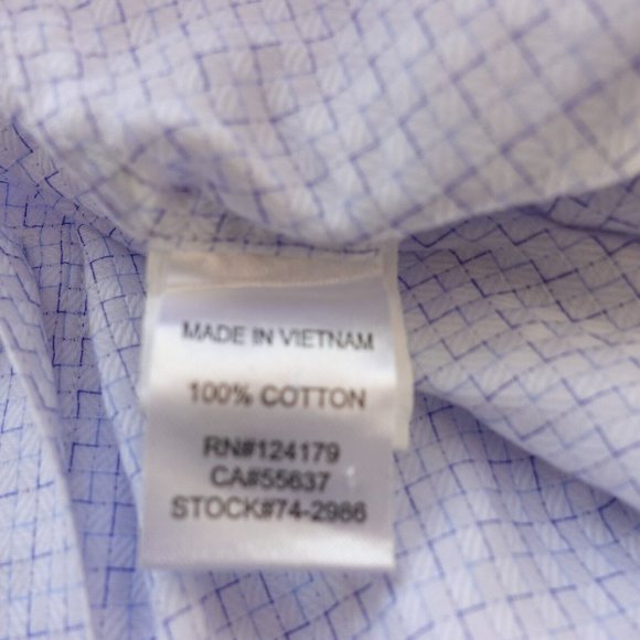 Johnston Murphy‎ Shirt Mens Size 2XL Blue Cotton Oxford Dress Plaid Button Light - Picture 7 of 8